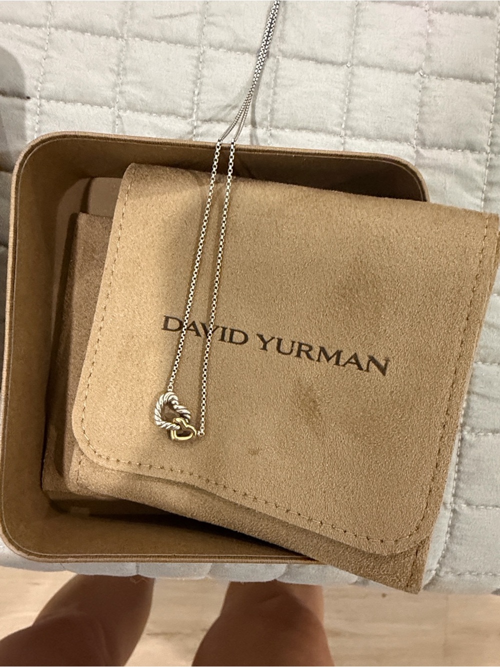 David Yurman two tone interlocking heart necklace